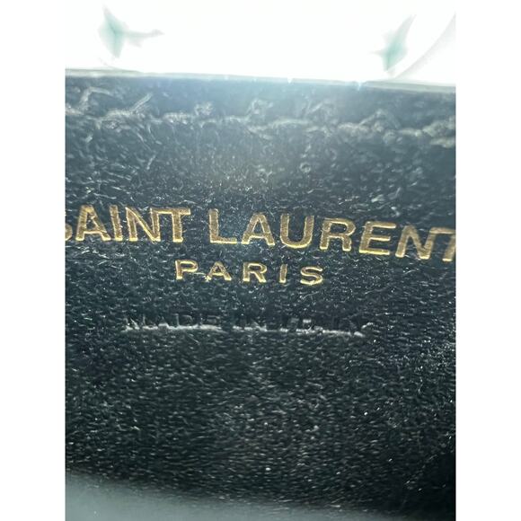 SAINT LAURENT Black Matelassé Grained Calfskin Leather w/Chevron Quilting $380 - Picture 7 of 8